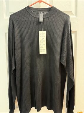 Men's Black Ribbed Crewneck Sweater -